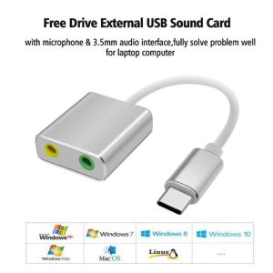Type C ถึง 3.5 มม การ์ดเสียงแจ็ค USB ชุดหูฟังไมโครโฟนอะแดปเตอร์การ์ดเสียง