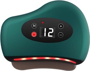 ThermaEdge Foot & Muscle Scraper - Electric Fascia Tool with Constant Temperature 12 Massage Levels & 10ml Lotion Triple Action Crafted Frame for Plantar Care (Green)