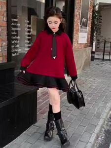 Little RD New Year Clothes For Girls 5-13 Years Old Spring And Autumn Preppy Style Princess Dress 251211