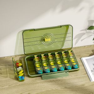 【SKIT SG】7/21/28 Grids Portable Travel Pill Box Weekly Pill Organizer 7 Days Reminder Pill Case Large Capacity One Week Pill Box Small Mini Medicine Storage Detachable Box Health Care Travel Essentials Set Portable Medicine Box Three Meals A Day Sub-Pack
