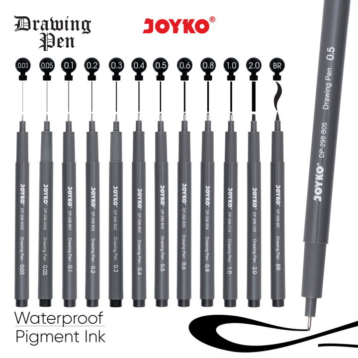 Drawing Pen Pena Gambar Joyko DP-298 1 Pcs Waterproof Pigment Ink