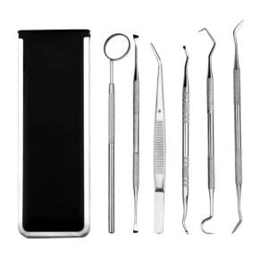 ชุด 6 ชิ้น ชุดเครื่องมือทันตกรรม ชุดเครื่องมือทันตแพทย์ อุปกรณ์ทันตกรรม เครื่องมือขูดหินปูนทำด้วยสแตนเลส ที่ขูดหินปูน ด้วยตัวเอง กระจกส่องฟัน ดูแลช่องปากแปรงซอกฟัน เครื่องขูดหินปูน