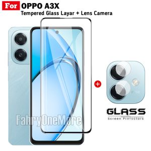 Paket Tempered Glass Oppo A3X Pelindung Layar Full Free Lens Camera Belakang