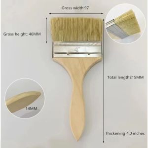 Paint Brush Dust Brush PET White Bristle 1"3" 4" Wooden Handle Practical
