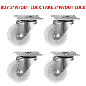 4PCS Caster Wheel Heavy Duty White Swivel With Brake Trolley Wheels 1.5/2/2.5/3 Inch Furniture Replace Wheel