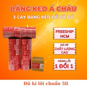 Combo 3 Cây Băng Keo Dễ Vỡ Đỏ 1KG – 100Yard – Lõi 5li | Cảnh Báo Rõ – Dán Chắc Thùng | Băng Dính