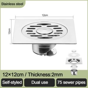 COLLOCATE DIAGONAL76AL9 สี่เหลี่ยมสี่เหลี่ยม ท่อระบายน้ำพื้นห้องอาบน้ำ พร้อมตะแกรงตะแกรงปิด เหล็กไร้สนิม ท่อระบายน้ำแบบสองชั้น ทนทานต่อการใช้งาน ป้องกันกลิ่นไม่พึงประสงค์ ที่กรองอ่างล้างจาน อุปกรณ์เสริมสำหรับเครื่องซักผ้าในห้องน้ำ