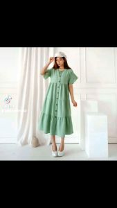 COD DRESS MIDI SUSUN KANCING TERBARU / DRESS MIDI SUSUN TERLARIS/DRESS MIDI SUSUN BUSUI