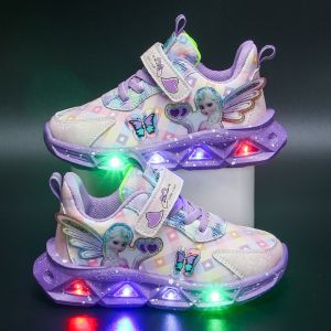 E09 21-30 Baby & Kids LED Frozen Sport Shoes | Trendy Princess Casual Twins Sneakers Light Girls | Kasut Lampu Budak