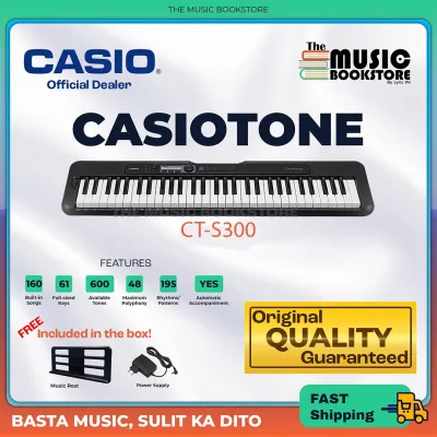 Casio CT-S300 61-Key Black Slim Touch-Sensitive Piano Keyboard with Expression Control LCD Screen Sound Preset Built-in Effects