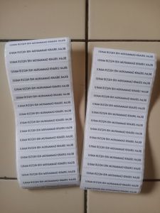Sticker Buku Sekolah Waterproof White (Can Mix 3 nama)