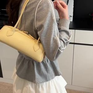 G7 French Niche Sausage Bag Retro Baguette Bag PU Womens Handbag Casual Commuting Versatile Shoulder Bag 7/7
