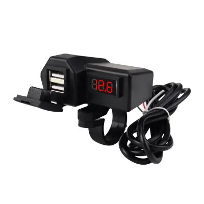 ApexRide Universal Sepeda Motor Ganda USB Tahan Air Ponsel Charger 12V dengan Tabel Tampilan Tegangan 3.1A