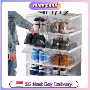 【Pure Care】 Collapsible Shoe Rack Foldable Transparent Shoe Cabinet Dustproof Storage Household Large Capacity