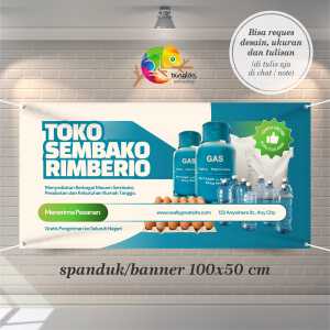 Cetak Spanduk Banner Toko Sembako Korporat Biru dan Putih
