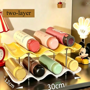 Vixplorn Wavy Multi Tier Cup Holder Rack Countertop Mug Organizer Water Bottle Tumbler Horizontal Drying