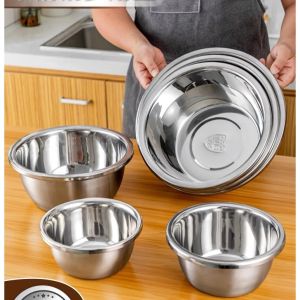 Combo 5 Thau Inox 304 Đủ Size Loại Dày Bóng Đẹp Rửa Rau CủTrộn SaladƯớp Thịt Tiện Lợi(20cm 22cm 24cm 26cm 28cm )