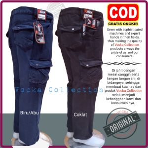 Celana Panjang Cargo Polos Army Pria Outdoor PDL Bahan Tebal Vocka