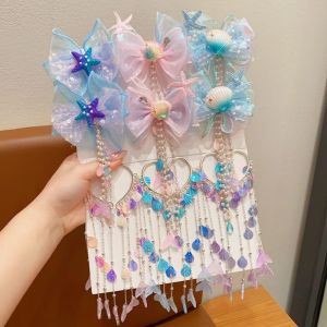 K9SEQ Cute Hair Clip Mermaid Pearl Sweet Tassel Forehead Chain High Quality Creative Bow Accessories for Children