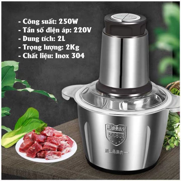 [Mới] máy xay thịt đa năng cối inox Mishio MK157 1.8L Công suất 300W- ,Máy xay đa năng ăn dặm cho bé Dung tích 2L, 4 Lưỡi dao bằng thép, Máy xay sinh tố, máy xay ăn, cối xay, máy xay tỏi ớt dặm( HÀNG CHÍNH HÃNG )  - Bảo Hành 1 năm