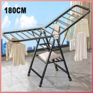 Foldable Clothes Drying Rack With Wheels Adjustable Metal Clothes Hanger Space-Saving Laundry Rack