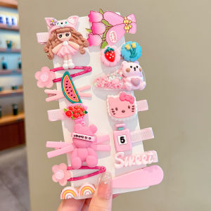 15pcs Baby Girl Cute Korea Hair Clip Princess Baby Hair Clip Rainbow Color Clip Flower Rabbit Hello Kitty