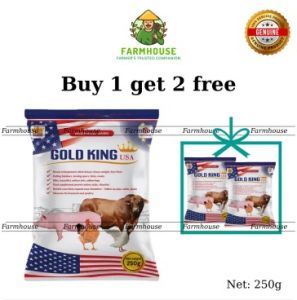 A GOLD KING USA - BEST HEALTH ROUTINE SUPPLEMENTS for ANIMALS 250g - Gold King For Pig Chicken Fish