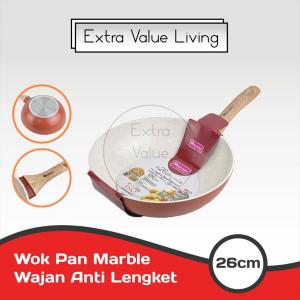 MINOWA Panci Wajan 26 CM / Wok Pan Marble / Panci Marble Anti Lengket WD-26