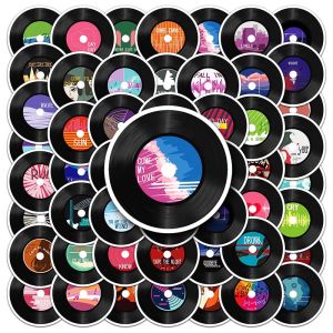 50PCS Cartoon Record CD Stickers Music Graffiti Decoration Decals Guitar Phone Vinyl Art Sticker Kid Toys