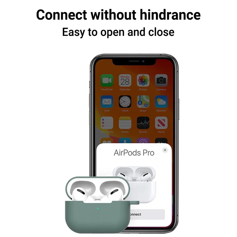 ซิลิโคน ป้องกัน กรณี ปิดบัง สำหรับ Apple Airpods Pro กับ ตะขอ บลู