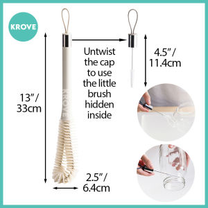 2-in-1 Large Premium Bottle Cleaning Brush Thermos Pitcher Tumbler Cup Liquid Water Long Handle Durable High Quality Kitchen Cleaner Minimalist