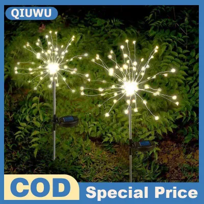 QIUWU Năng lượng mặt trời được hỗ trợ đầy màu sắc pháo hoa Đèn Led không thấm nước 8 chế độ ánh sáng cho Patio sân vườn trang trí