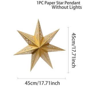 YUNAFIN Star Shape Xmas Lampshade 45cm Hollow Out Lamp Cover  Year Decor Paper Christmas Lantern Christmas Tree