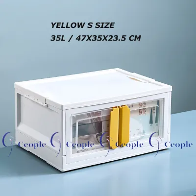 Foldable Stackable Storage Cabinet Moveable Storage Box Wardrobe Drawer Cupboard Organizer Storage Boxes with Door