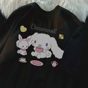 Women Summer T-shirt Round Neck Cartoon Cinnamoroll Printed Tops Korean Style Short Sleeve Loose tshirt for Women casual Student Tops Street Style Women tee