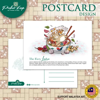 Postcard Design Malaysia Truly Asia Map Kopitiam Food & Grocery Shop Concept (BUY 10 FREE 1)