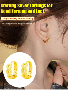 ✨Attract Wealth/Good Fortune✨Ice-Shaped Lucky Charm Copper Coin Earrings Sparkling Five Emperors Coin Earrings Luxurious Elegance Earrings For Attracting Wealth And Treasures