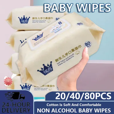80/40/20PCS NON ALCOHOL BABY WIPES / BABY WET TISSUE ANTI BACTERIAL ALCOHOL FREE WET TISSUE Travel Cleansing 婴儿湿纸巾 湿巾