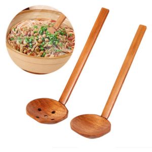 CEMOMEF Japanese Style Cooking Kitchen Utensil Tool Long Handle Hot Pot Wooden Spoon Ramen Spoon Colander Soup Spoon