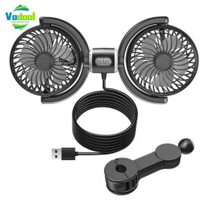 Vodool Dual Head Car Seat Back Cooling Fan 360  Rotatable USB Brushless Automotive Fan Car Electric Cooling Fan for Car Vehicle SUV RV