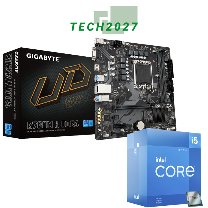 Intel Core I5 12400f 25 Ghz 6 Core Lga 1700 Processor With Gigabyte B760m H Ddr4 Matx Intel Lga 8869