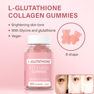 Glutathione Collagen Gummies [3 Shades Whiter In One Week] Anti-Aging Whitening Collagen Brighten Skin Nutrition Supplements 60 Gummies