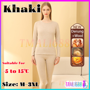 [✅Sg Ready Stock] Wool and Silk Warm Thermal Wear Set for Women Men Heat Tech Inner Wear Fleece Long John Autumn Winter