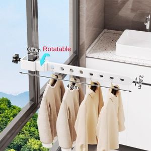 Foldable Rotatable Black Clothes Rack Clothes Hangers Wall Mounted Hanger Drying Rack SpaceSaving Aluminum Clothes Organization
