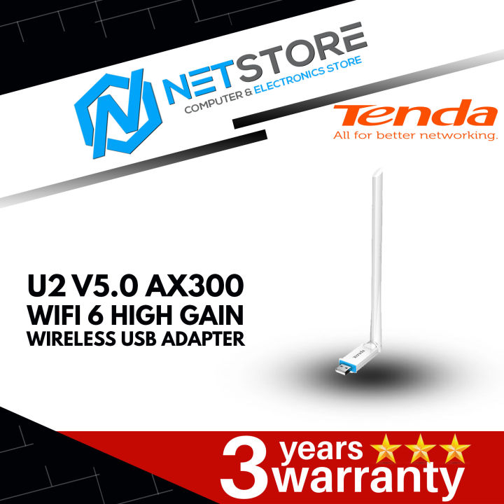 TENDA U2 V5.0 AX300 WIFI 6 HIGH GAIN WIRELESS USB ADAPTER