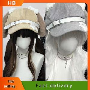 HB Gothic Lolita Beret Kawaii Hat Punk Bone Long Eared Puppy Hat For Women Girls Cosplay Hats Versatile Sunscreen Hat Gifts