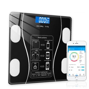 (ชาร์จไฟUSB)เครื่องชั่งน้ำหนักดิจิตอล รับน้ำหนักได้ถึง 180KG พร้อมจอLCD เชื่อมต่อAPP+USBชาร์จ วัสดุกระจกเทมเปอร์