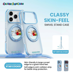Crayon Shinchan PC TPU Phone Case with Magnetic Stand for iPhone 17 18 Pro Max Gift Idea RSC015