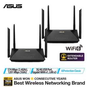 (OFFICIAL STORE) Asus RT-AX53U (AX1800) Dual Band WiFi 6 Extendable Router Instant Guard Parental Control Built-in VPN AiMesh
