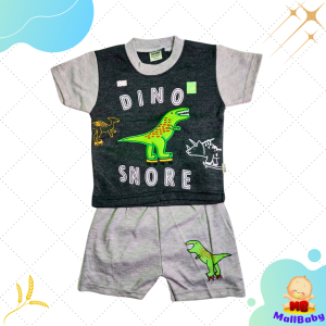 Setelan Baju Bayi Laki Anak Cowok Bahan Kaos Katun Adem Motif Dino SNI MallBaby